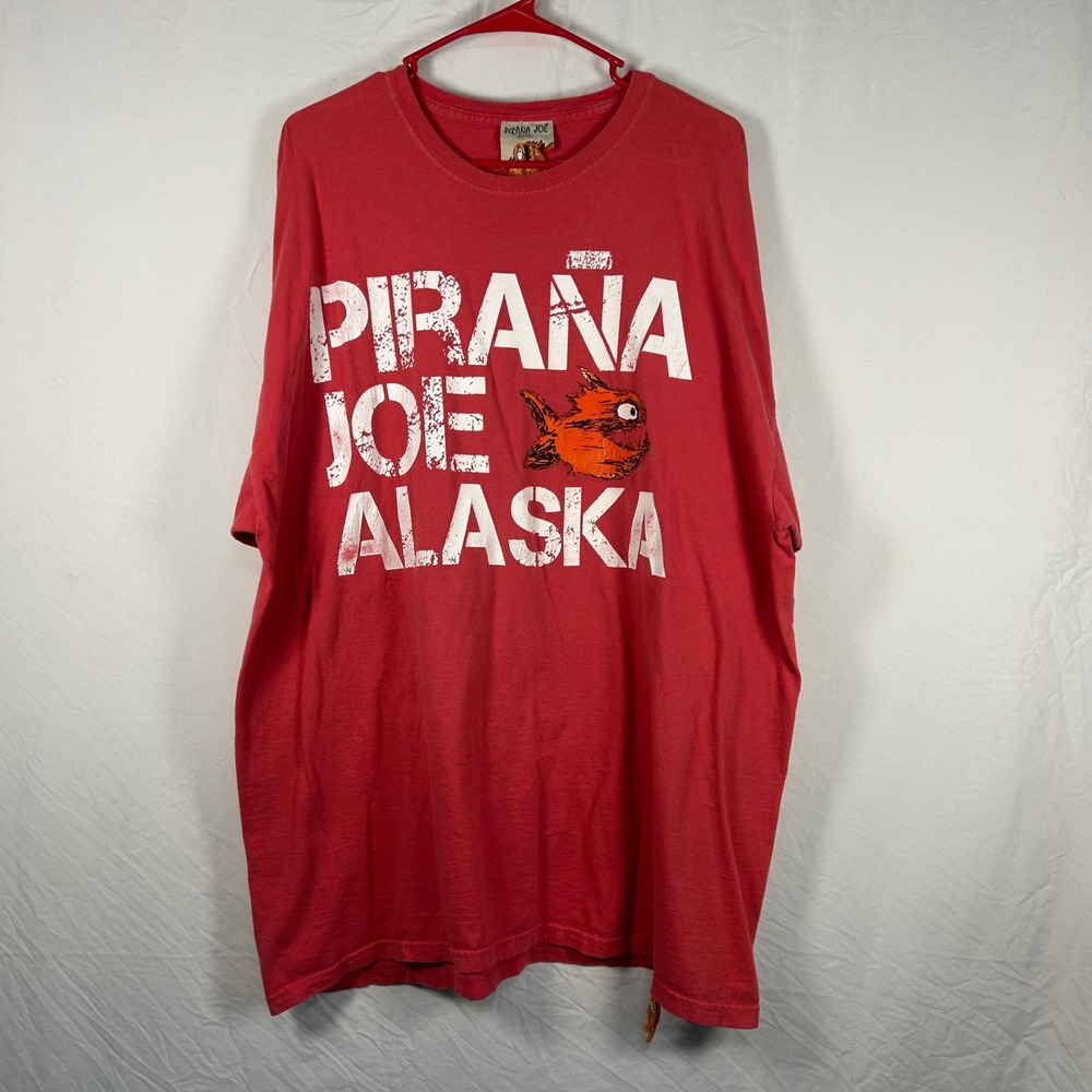 Pirana Joe T Shirt Mens XXL Red Alaska Graphic Short Sleeve Piranha Tee